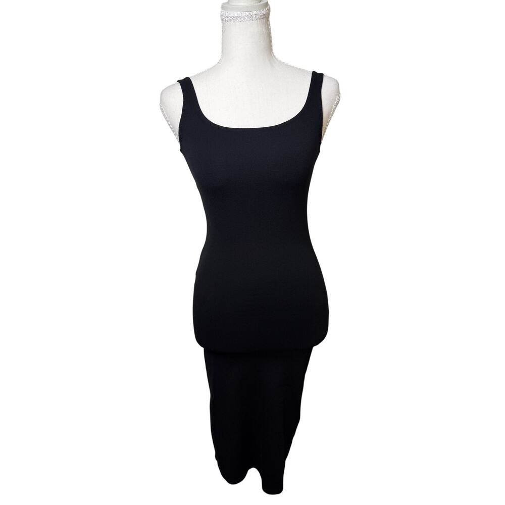 Forever 21 Black Bodycon Tank Midi Dress Size Small Stretch Scoop Neck